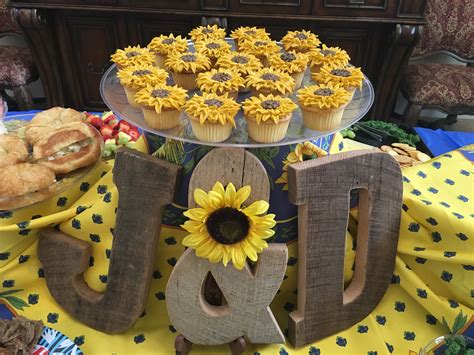 sunflower wedding shower decorations|rustic sunflower bridal shower decorations.